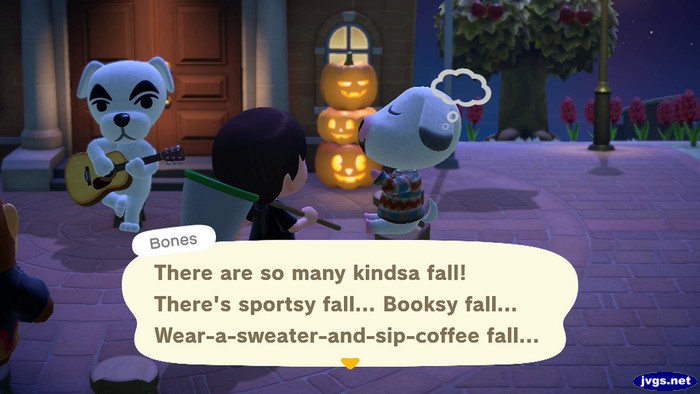 Bones: There are so many kindsa fall! There's sportsy fall... Booksy fall... Wear-a-sweater-and-sip-coffee fall...