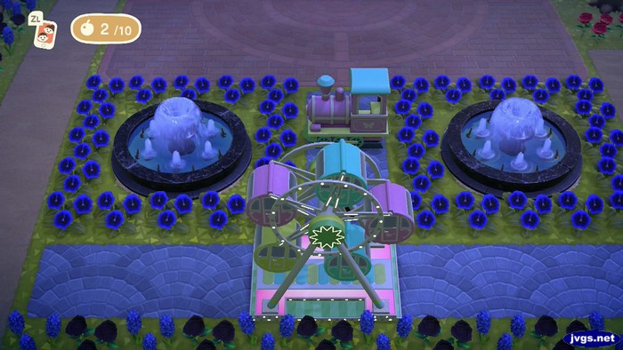 The plaza ferris wheel and plaza train.