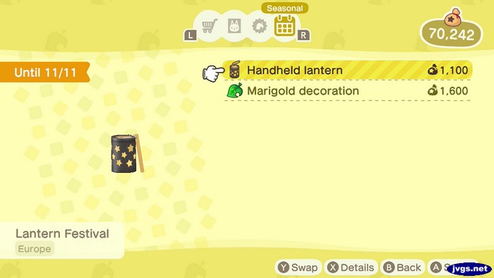 Handheld lantern: 1,100 bells.