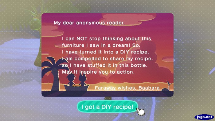 My dear anonymous reader, I can NOT stop thinking about this furniture I saw in a dream! So, I have turned it into a DIY recipe. I am compelled to share my recipe, so I have stuffed it in this bottle. May it inspire you to action. Faraway wishes, -Baabara