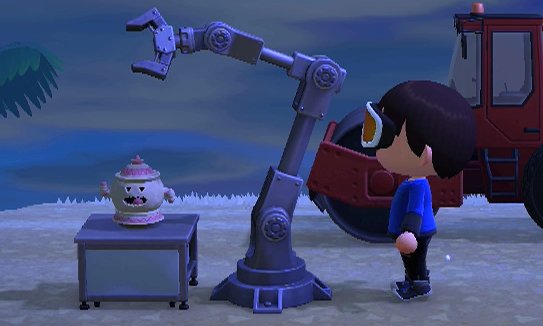 A robot arm prepares to assemble a gyroid?