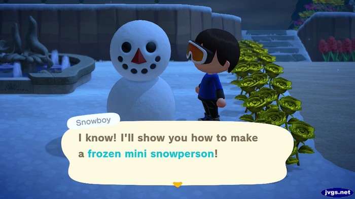 Snowboy: I know! I'll show you how to make a frozen mini snowperson!