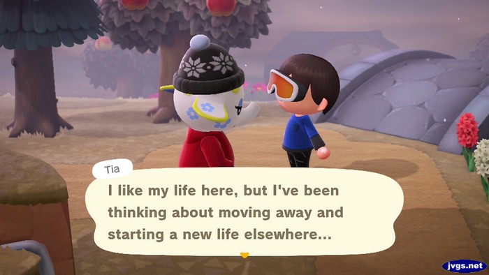 Tia: I like my life here, but I've been thinking about moving away and starting a new life elsewhere...