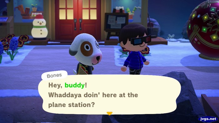 Bones: Hey, buddy! Whaddaya doin' here at the plane station?