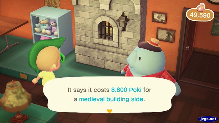 It says it costs 8,800 Poki for a medieval building side.