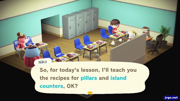 Niko: So, for today's lesson, I'll teach you the recipes for pillars and island counters, OK?
