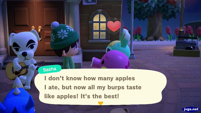 Sasha: I don't know how many apples I ate, but now all my burps taste like apples! It's the best!