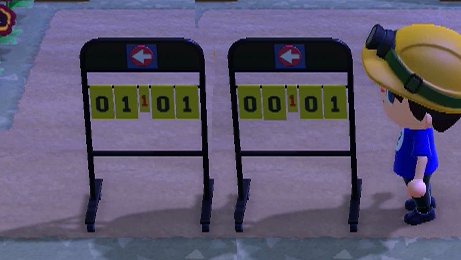 The possible states of the scoreboard item in Animal Crossing: New Horizons.