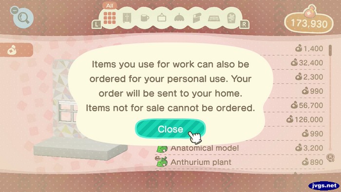 Items you use for work can also be ordered for your personal use. Your order will be sent to your home. Items not for sale cannot be ordered.