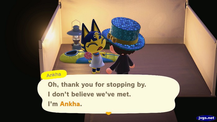 Ankha: Oh, thank you for stopping by. I don't believe we've met. I'm Ankha.
