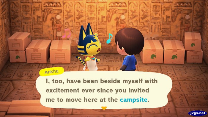 Ankha: I, too, have been beside myself with excitement ever since you invited me to move here at the campsite.