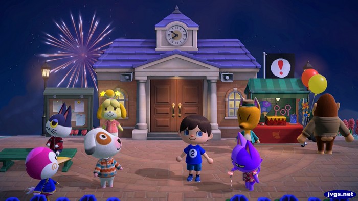 Watching the fireworks. Punchy, Isabelle, Midge, Bones, Bob, Redd, and Louie were also at the plaza.
