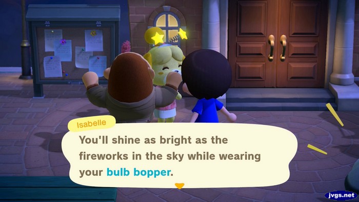 Isabelle: You'll shine as bright as the fireworks in the sky while wearing your bulb bopper.