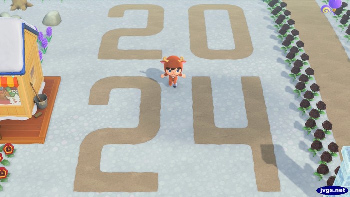 2024 spelled out in paths in my ACNH town.