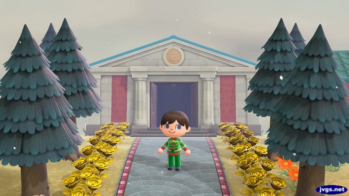 Snowflakes fall outside of the Forest museum.