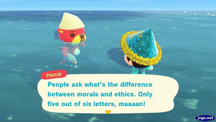 Pascal: People ask what's the difference between morals and ethics. Only five out of six letters, maaaan!
