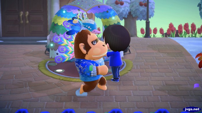 Louie marching around as I give feathers to Pave.