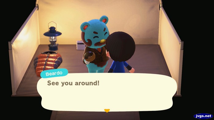 Beardo, at the campsite: See you around!
