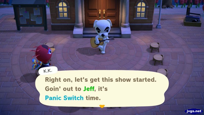 K.K.: Right on, let's get this show started. Goin' out to Jeff, it's Panic Switch time.