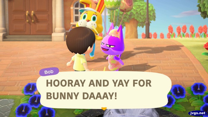 Bob, standing near Zipper on Bunny Day: HOORAY AND YAY FOR BUNNY DAAAY!