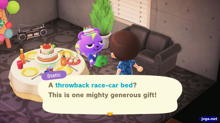 Static: A throwback race-car bed? This is one mighty generous gift!