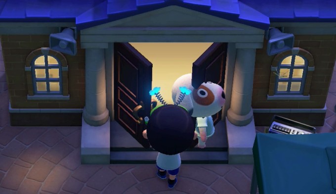 The Resident Services door passes through the body of Bones.