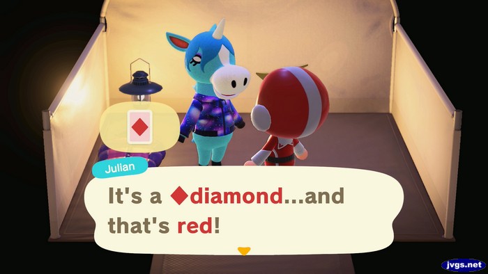 Julian, at the campsite: It's a diamond...and that's red!