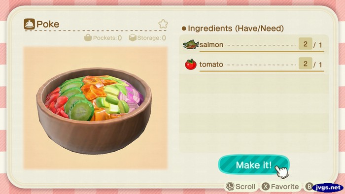 Poke. Ingredients: Salmon, tomato.