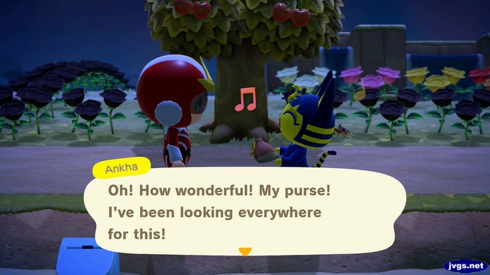 Ankha: Oh! How wonderful! My purse! I've been looking everywhere for this!