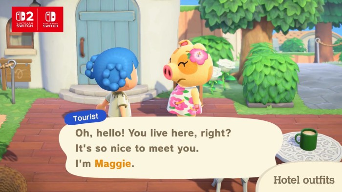 Tourist: Oh, hello! You live here, right? It's so nice to meet you. I'm Maggie.