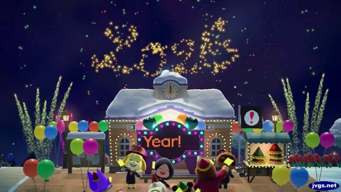 Fireworks spell out 2026 in Animal Crossing: New Horizons.