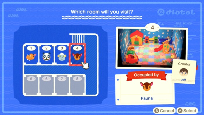 Which room will you visit? Occupied by Fauna.