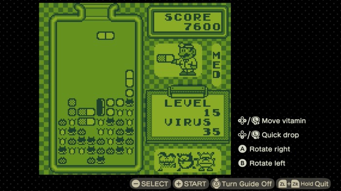 Playing Dr. Mario in Animal Crossing: New Horizons.