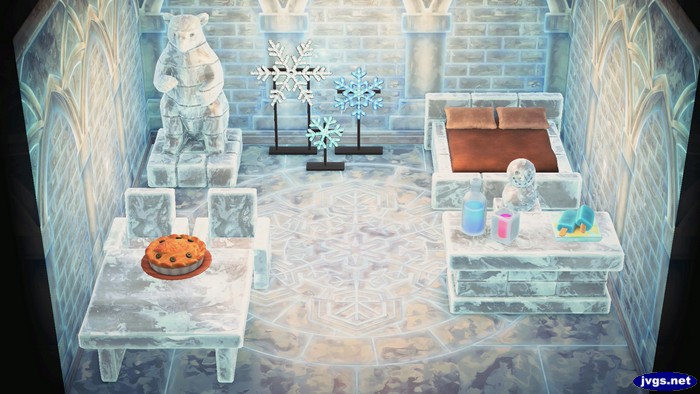 My frozen room with ice furniture at the hotel. It's Room 7.