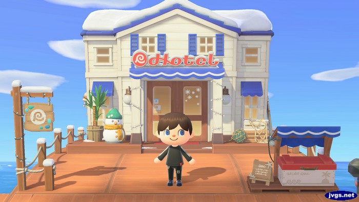 Standing by the new hotel.