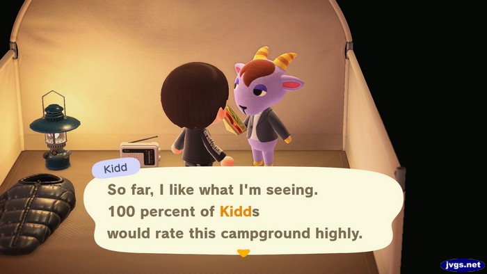 Kidd: So far, I like what I'm seeing. 100 percent of Kidds would rate this campground highly.