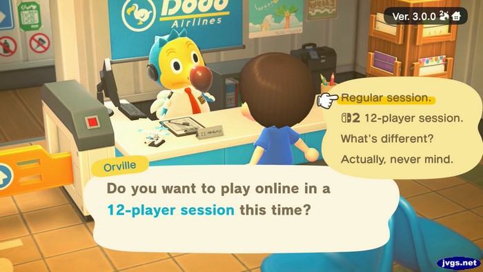 Orville: Do you want to play online in a 12-player session this time?
