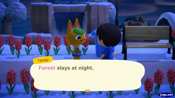 Tangy: Forest slays at night.