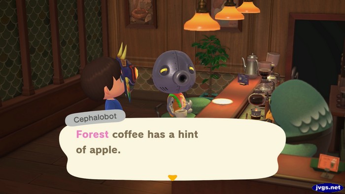 Cephalobot, at the Roost: Forest coffee has a hint of apple.