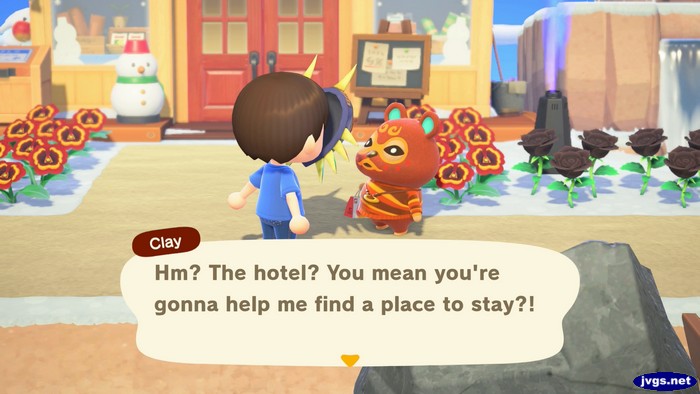 Clay: Hm? the hotel? You mean you're gonna help me find a place to stay?!