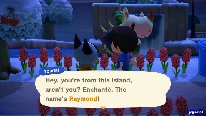 Tourist: Hey, you're from this island, aren't you? Enchante. The name's Raymond!