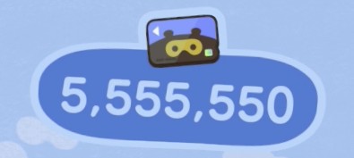 Nook Miles counter: 5,555,550.