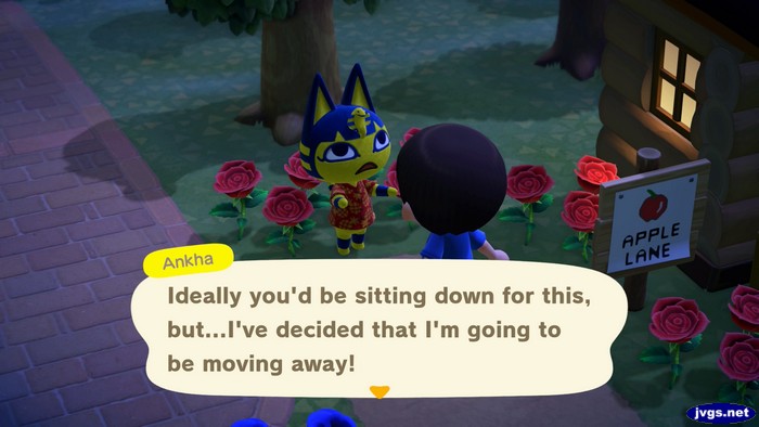 Ankha: Ideally you'd be sitting down for this, but...I've decided that I'm going to be moving away!