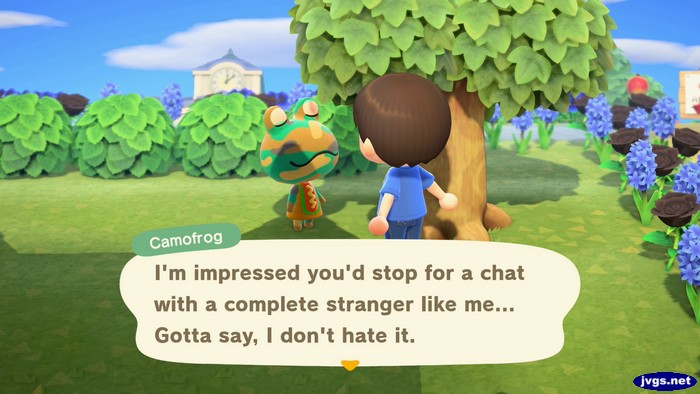Camofrog: I'm impressed you'd stop for a chat with a complete stranger like me... Gotta say, I don't hate it.