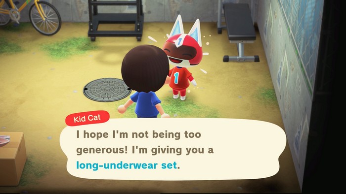 Kid Cat: I hope I'm not being too generous! I'm giving you a long-underwear set.