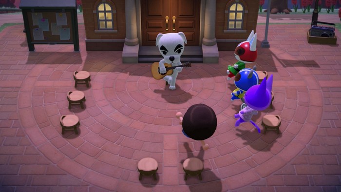 Agent S, Kid Cat, Bob, and Jeff get out of their seats as the K.K. show starts.