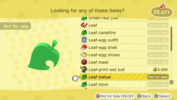 Leaf statue: Not for sale.