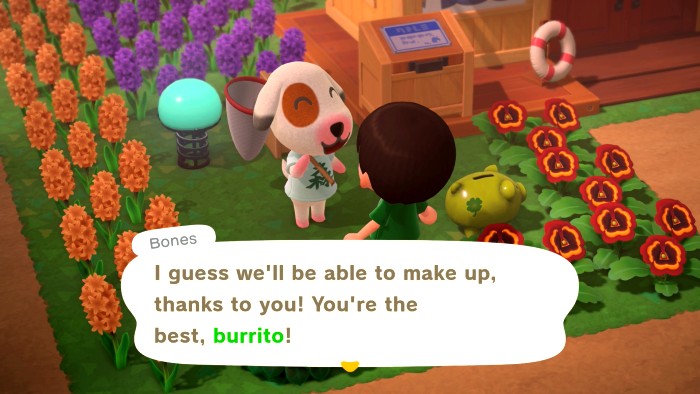 Bones: I guess we'll be able to make up, thanks to you! You're the best, burrito!