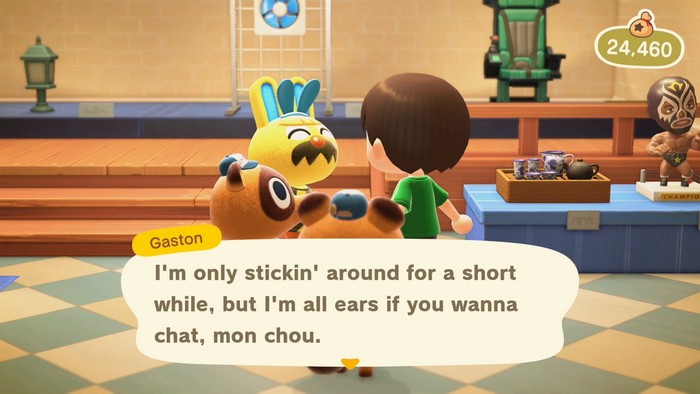 Gaston: I'm only stickin' around for a short while, but I'm all ears if you wanna chat, mon chou.