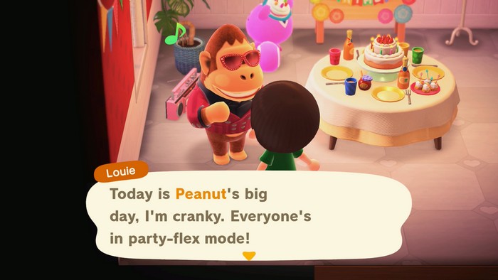 Louie: today is Peanut's big day, I'm cranky. Everyone's in party-flex mode!